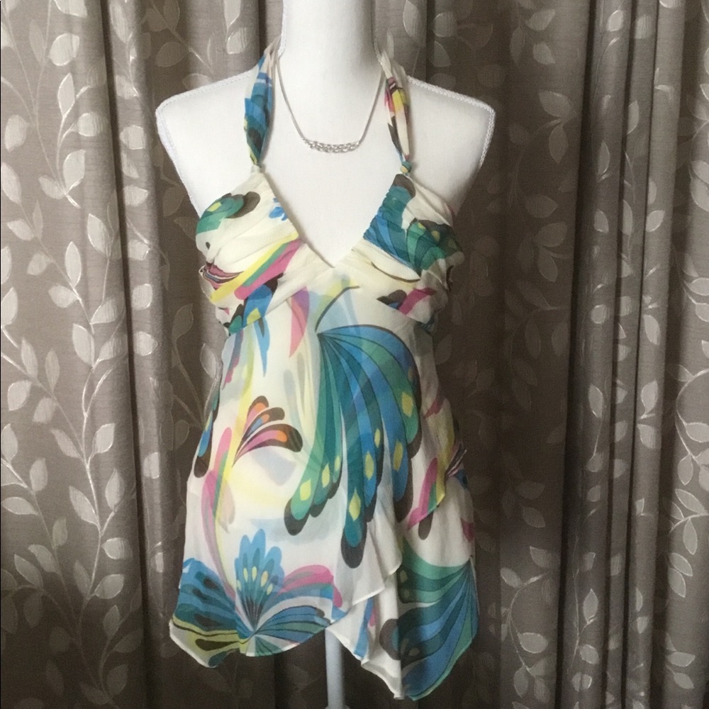 BCBGMAXAZRIA, Multicolored, Halter top used.